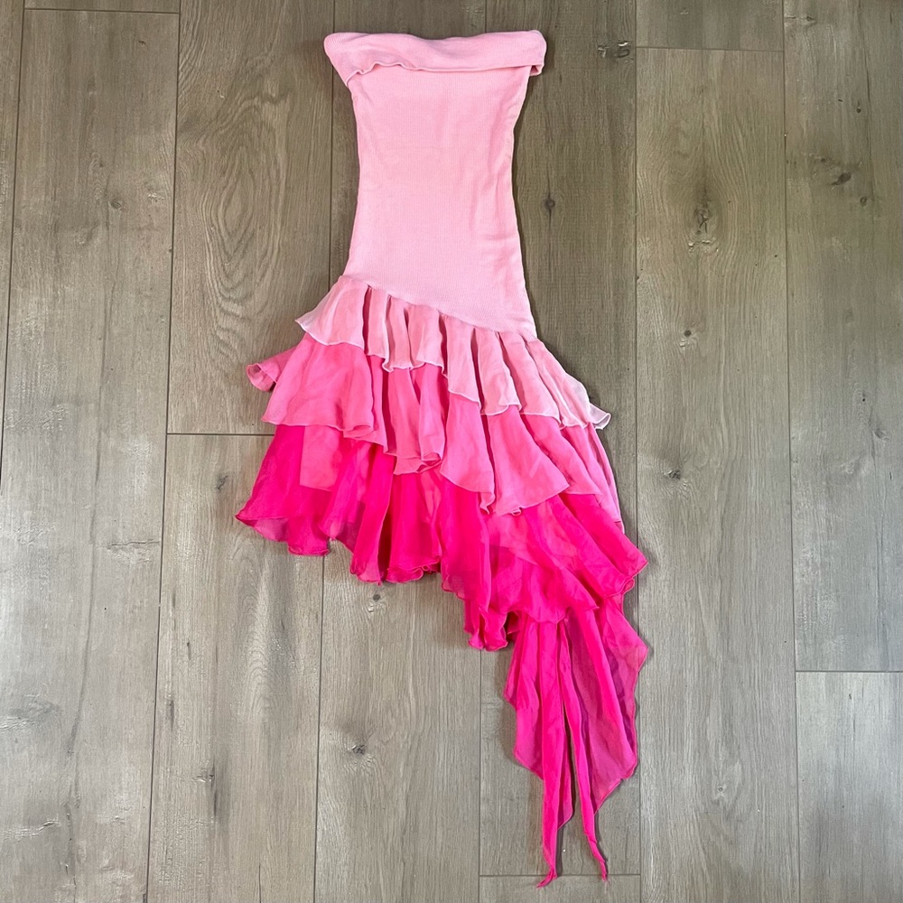Vintage Y2k Bebe Pastel Hot Pink Silk Mini Dress